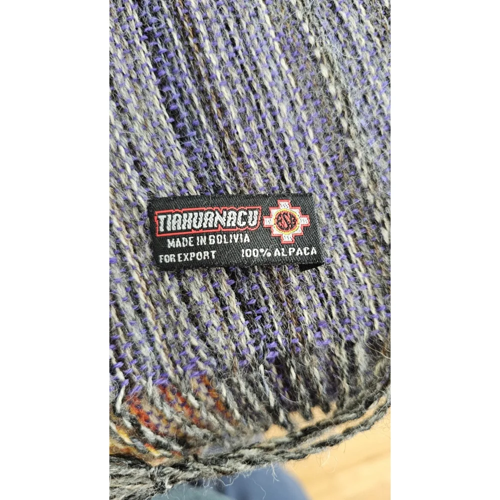 Tiahuanacu Brand 100% Alpaca Scarf Handmade in Bolivia Multicolor Tassels